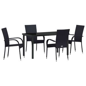 vidaXL Conjunto de Comedor de Jard&iacute;n 5 pcs Negro