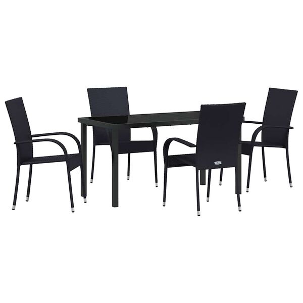 vidaXL Conjunto de Comedor de Jard&iacute;n 5 pcs Negro