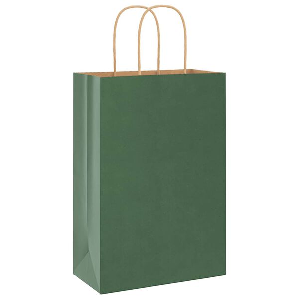 vidaXL Bolsas de papel con asas 50 uds verde 21x11x31 cm