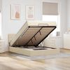 vidaXL Cama otomana con colch&oacute;n LED crema 140x190 cm tela