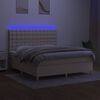 vidaXL Cama box spring colch&oacute;n y luces LED tela crema 160x200 cm