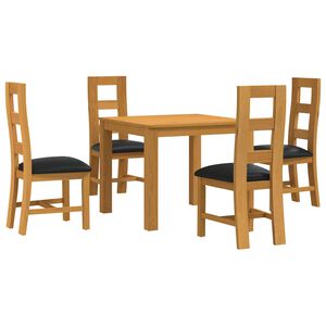 vidaXL Conjunto de comedor 5 uds. Negro Madera de Roble S&oacute;lido