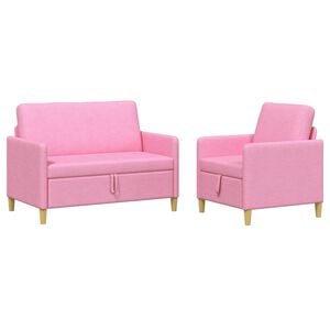 vidaXL Juego de Sof&aacute;s con Almacenamiento 2 uds. Rosa Poli&eacute;ster