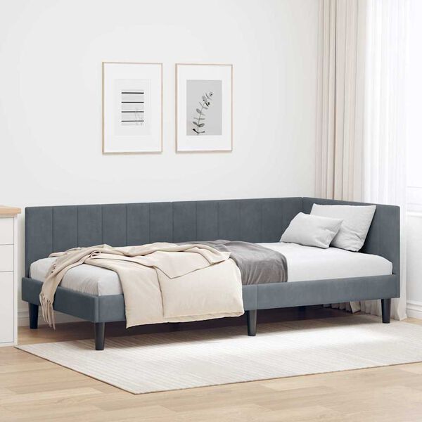vidaXL Estructura de cama en esquina Gris oscuro 90 cm x 200 cm