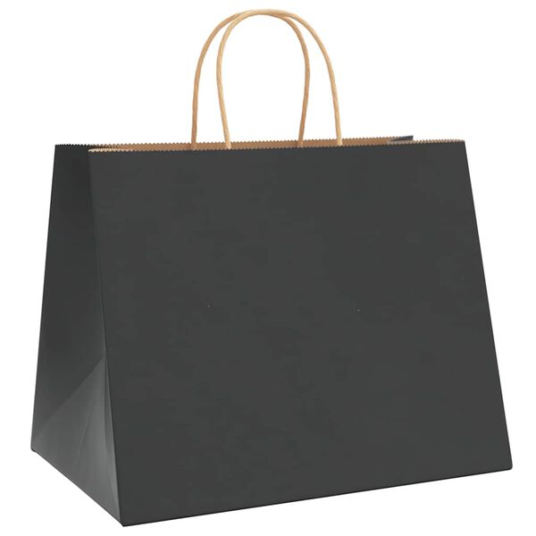 vidaXL Bolsas de papel con asas 250 uds negra 32x22x24 cm