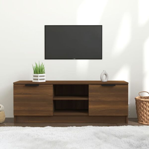 vidaXL Mueble de TV madera contrachapada marr&oacute;n roble 102x35x36,5 cm