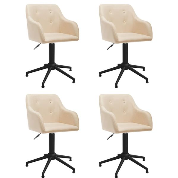 vidaXL Sillas de comedor giratorias 4 unidades tela color crema