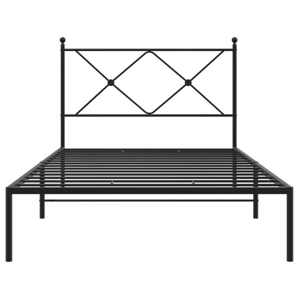 vidaXL Estructura cama sin colch&oacute;n con cabecero metal negro 100x200 cm