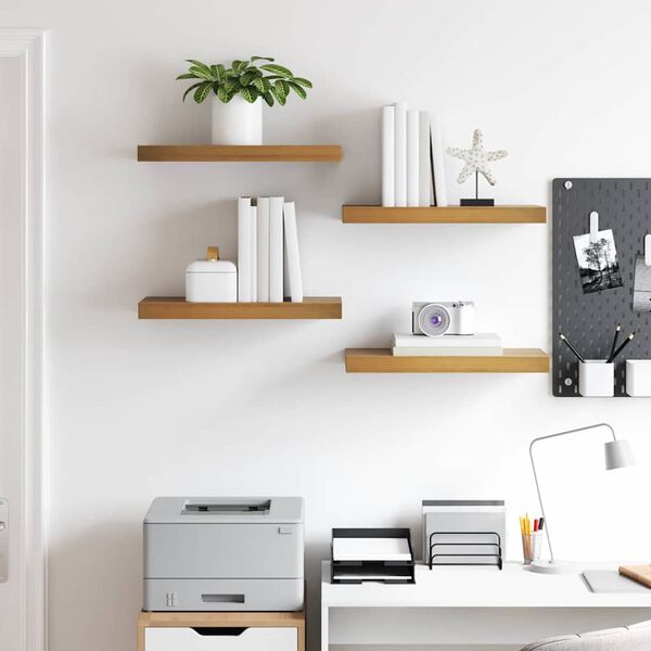 vidaXL Estante de pared con almacenamiento 4 pcs Marr&oacute;n 50 x 23 x 4 cm