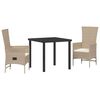 vidaXL Conjunto de Comedor de Jard&iacute;n 3 pcs Beige rat&aacute;n sint&eacute;tico