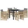 vidaXL Conjunto de Comedor de Jardín 5 pcs Beige Poliratán