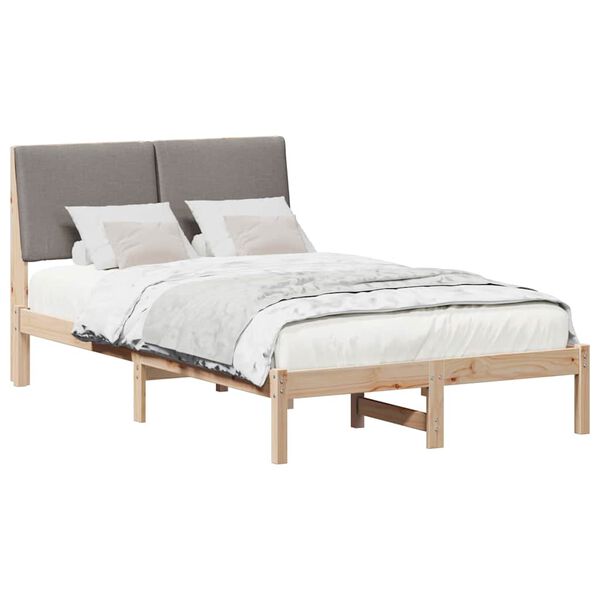 vidaXL Estructura de cama con cabecera Marr&oacute;n y taupe 135 x 190 cm