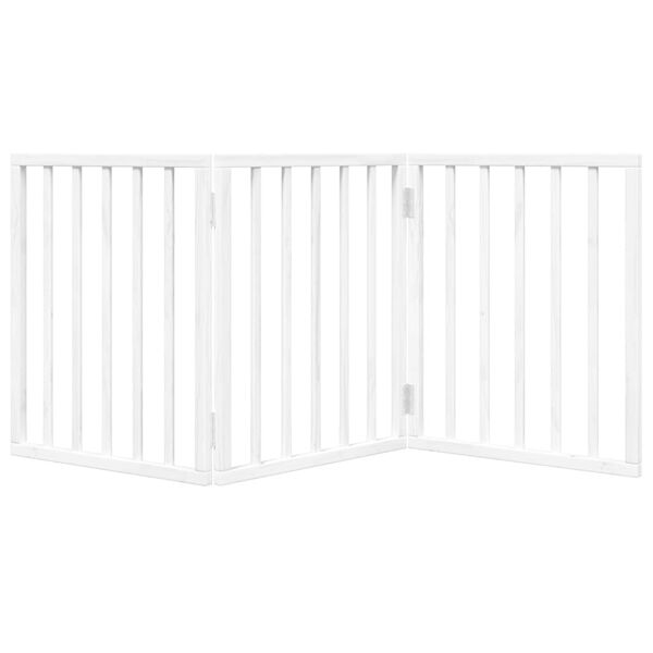 vidaXL Puerta para perros plegable 3 paneles madera álamo blanca 150cm