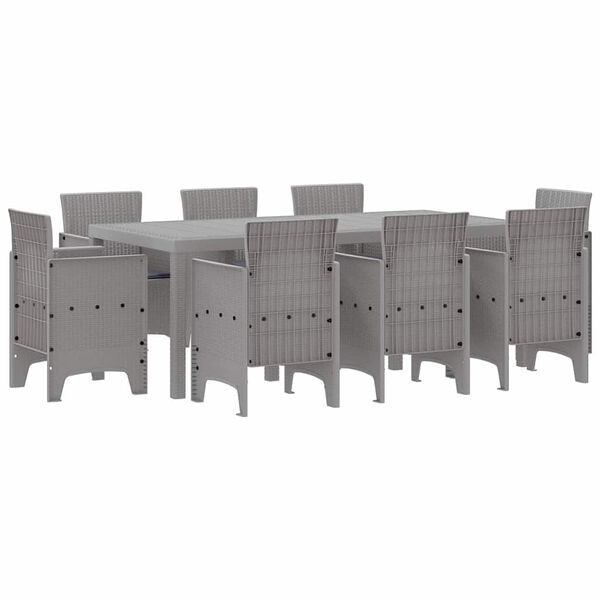 vidaXL Conjunto de Comedor de Jard&iacute;n 9 pcs Gris Claro Polipropileno