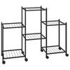 vidaXL Soporte para flores con ruedas hierro negro 83x25x63,5 cm