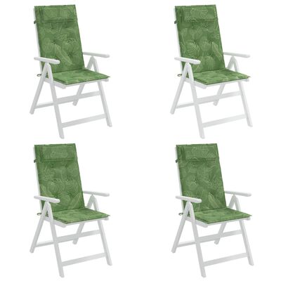 vidaXL Cojines silla respaldo alto 4 uds tela Oxford estampado hojas