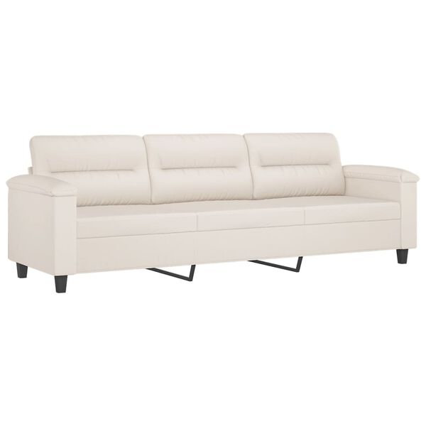 vidaXL Sof&aacute; 3 plazas almohadas y cojines microfibra beige 210 cm