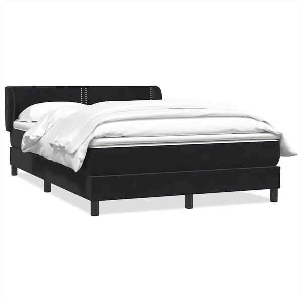 vidaXL Cama box spring con colch&oacute;n terciopelo negro 140x210 cm