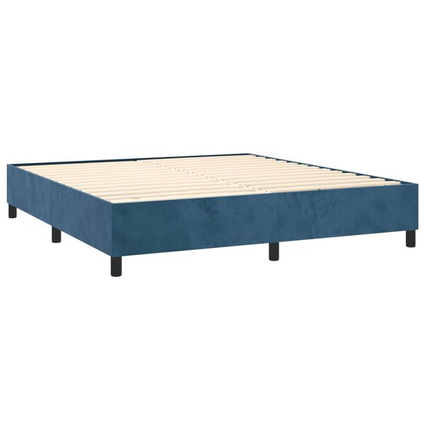 vidaXL Cama box spring con colch&oacute;n terciopelo azul oscuro 160x200 cm