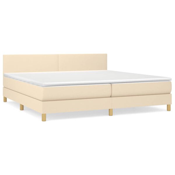 vidaXL Cama box spring con colch&oacute;n tela color crema 200x200 cm