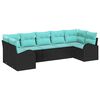 vidaXL Conjunto de sof&aacute;s de jard&iacute;n con coj&iacute;n 7 pcs Negro y Turquesa