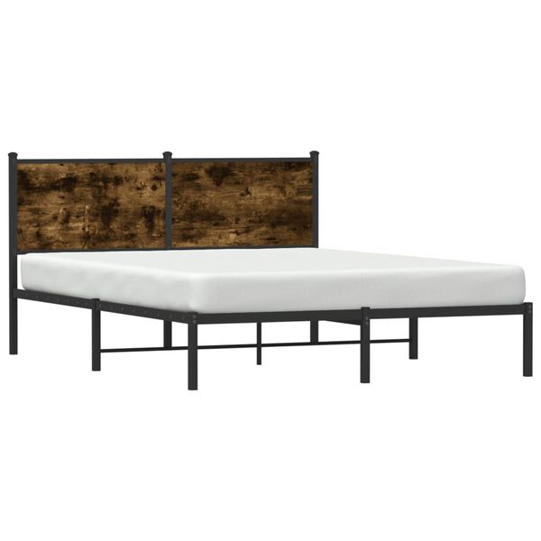 vidaXL Estructura de cama sin colch&oacute;n metal roble ahumado 150x200 cm