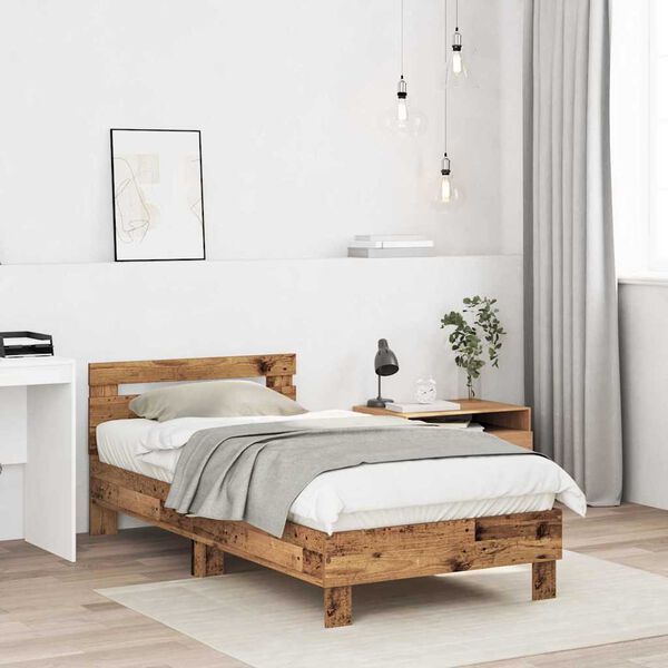 vidaXL Estructura de cama con cabecera Madera vieja 193 x 95 x 88 cm