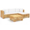 vidaXL Juego muebles de jard&iacute;n 5 piezas y cojines madera maciza teca