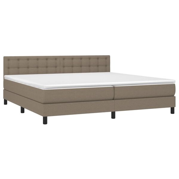 vidaXL Cama box spring con colch&oacute;n tela gris taupe 200x200 cm