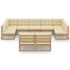 vidaXL Set de muebles de jard&iacute;n 10 pzs cojines madera pino marr&oacute;n miel