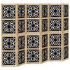 vidaXL Biombo separador 6 paneles madera maciza Paulownia marr&oacute;n negro