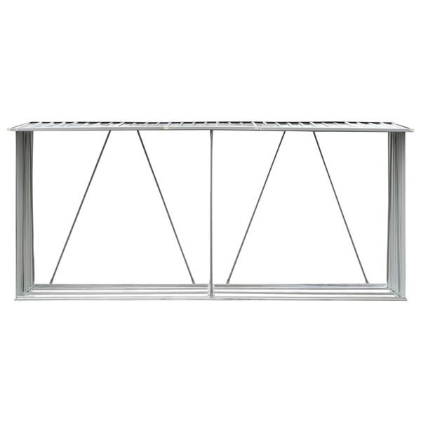 vidaXL Casetilla para leña acero galvanizado verde 330x84x152 cm
