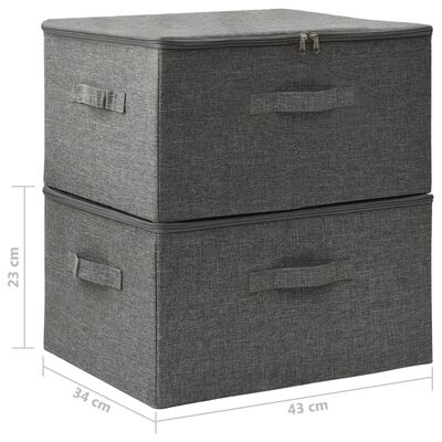 vidaXL Cajas de almacenaje 2 unidades tela gris antracita 43x34x23 cm