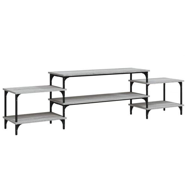 vidaXL Mueble para TV madera contrachapada gris Sonoma 197x35x52 cm