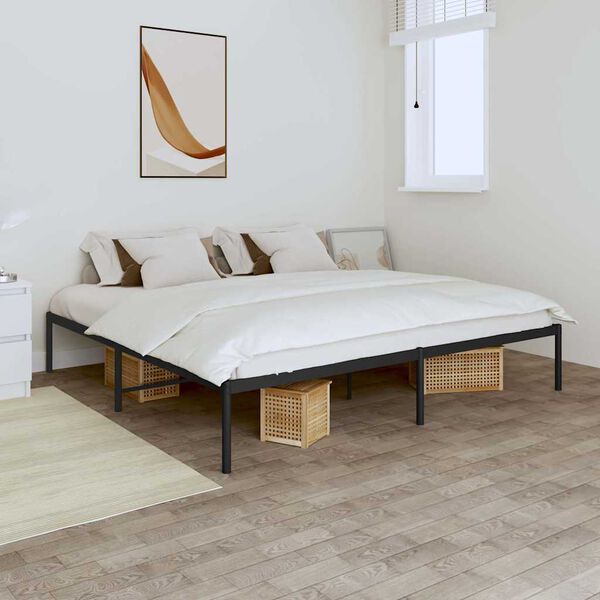 vidaXL Estructura de cama de metal negro 180x200 cm