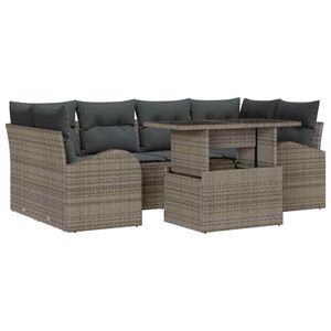 vidaXL Conjunto de sof&aacute; de jard&iacute;n 7 pcs Gris Rattan de Poli&eacute;ster