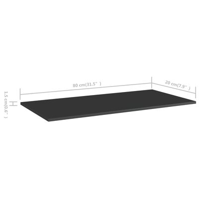 vidaXL Estante estantería 4 uds contrachapada negro brillo 80x20x1,5cm