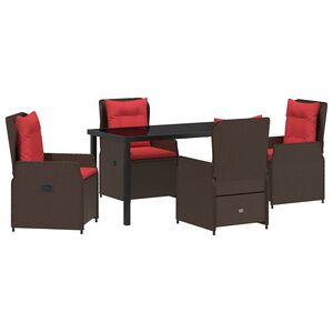 vidaXL Conjunto de Comedor de Jard&iacute;n 5 uds. Marr&oacute;n Polirat&aacute;n