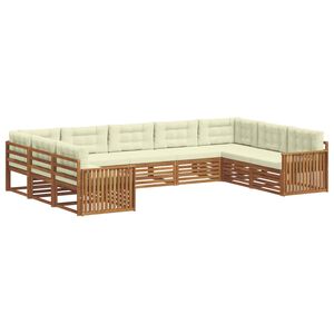vidaXL Juegos de sof&aacute;s 9 pcs Natural y Crema Madera de Acacia S&oacute;lida