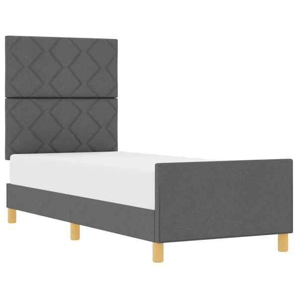 vidaXL Estructura de cama con cabecera Gris oscuro 80 x 200 cm tela