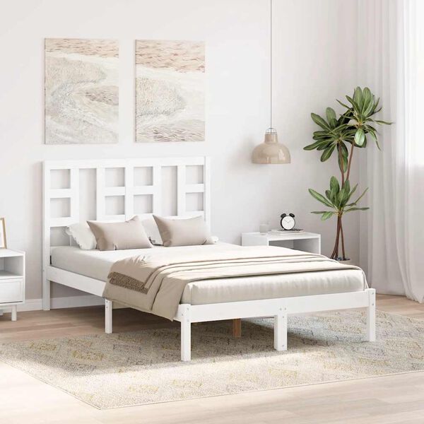 vidaXL Estructura de cama de madera maciza de pino blanca 120x200 cm