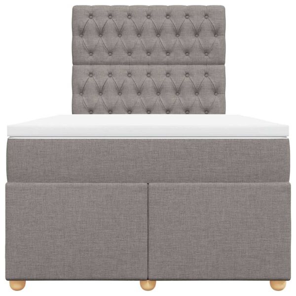 vidaXL Cama box spring con colch&oacute;n tela gris taupe 120x200 cm