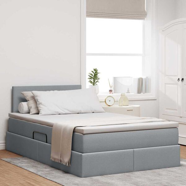vidaXL Cama con almacenamiento y LED Gris Claro 120 x 190 cm tela