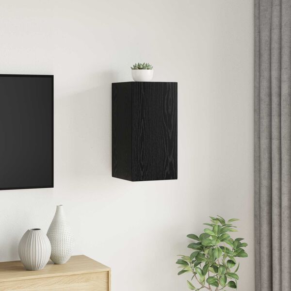 vidaXL Mueble de TV de Pared Roble Negro 30,5 x 30 x 60 cm