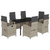 vidaXL Set comedor jard&iacute;n 7 pzas y cojines rat&aacute;n sint&eacute;tico gris claro