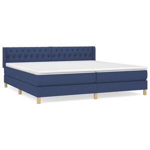 vidaXL Cama box spring con colch&oacute;n tela azul 200x200 cm