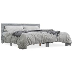 vidaXL Estructura cama madera ingenier&iacute;a metal gris Sonoma 200x200 cm