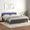 vidaXL Cama box spring colch&oacute;n y LED terciopelo gris oscuro 180x200 cm