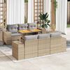 vidaXL Set sof&aacute;s de jard&iacute;n 7 piezas y cojines rat&aacute;n sint&eacute;tico beige