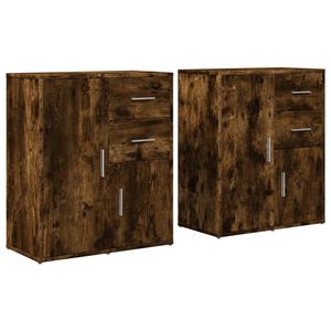 vidaXL Aparador de madera de ingenier&iacute;a 2 uds roble ahumado 60x31x70cm